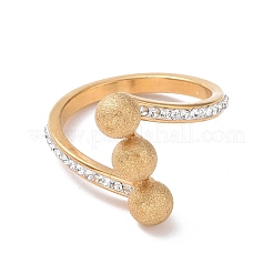 Anillo de dedo de bola redonda triple de rhinestone de cristal&nbsp;RJEW-D120-17B-G