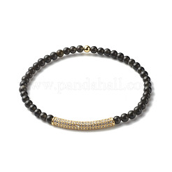 Bracciale elasticizzato con perline rotonde in ossidiana naturale per uomo donna&nbsp;BJEW-JB06798