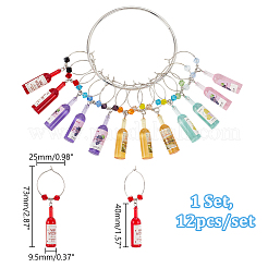 Бутылки вина из смолы и стеклянные бусины AJEW-GA00011