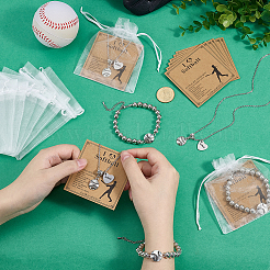 Legierung CCB Kunststoffperlen Baseball Gliederarmbänder&nbsp;HJEW-PH02411
