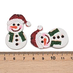 クリスマステーマの不透明プリントアクリルパーツ  雪だるま  39.5x27.5x2.5mm  穴：1.6mm&nbsp;LS-OACR-B037-02