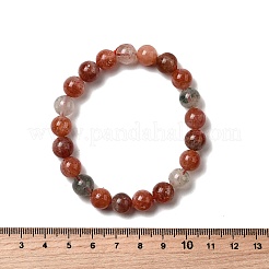 Браслеты из натуральных круглых бусин солнечного камня для женщин BJEW-L712-A04