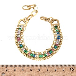 Doppellagige Kettenarmbänder aus Edelstahl 304 und Glas für Damen&nbsp;BJEW-F540-10G-04