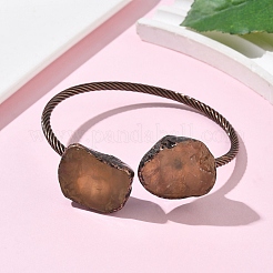 Bracelets manchettes en perles de quartz citron naturel&nbsp;BJEW-Q070-02R-01