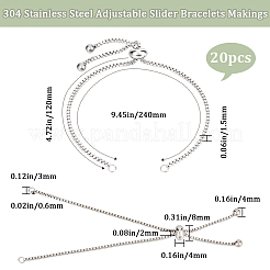 20 шт. регулируемые 304 нержавеющая сталь цепочка слайдер браслеты изготовление&nbsp;STAS-BBC0008-75