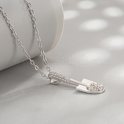 Colliers pendentifs pelle en laiton sertis de micro-pavés de zirconiums cubiques transparents pour femmes&nbsp;WG2A015-01