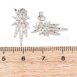 スター真鍮マイクロパヴェクリアキュービックジルコニアスタッドピアス  カドミウムフリー＆鉛フリー  ラックめっき  長持ちメッキ  プラチナ  18x9.5mm&nbsp;EJEW-D351-08P