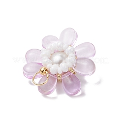 ガラスチャーム  真鍮パーツ  花  アザミ  25.5x23.5x8mm  穴：6.5x3mm&nbsp;PALLOY-MZ00656-07