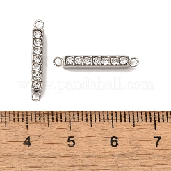 304ステンレススチールクリスタルラインストーンコネクタチャーム  矩形リンク  ステンレス鋼色  20.5x3x3mm  穴：1.5mm&nbsp;STAS-S131-08P