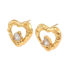 Boucles d'oreilles puces en acier inoxydable 304 et zircon cubique pour femmes&nbsp;SA-CBAF36C-06B-G