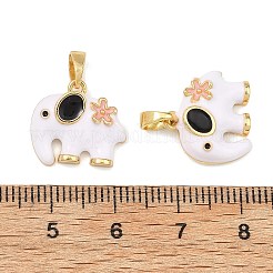 真鍮製エナメルペンダント  象のチャーム  ラックめっき  長持ちメッキ  カドミウムフリー＆鉛フリー  18KGP本金メッキ  ミックスカラー  14x15.5x4.5mm  穴：4.5x3mm&nbsp;KK-T001-04G