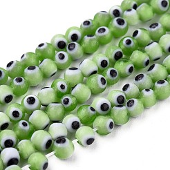 Handgefertigte Murano bösen Blick runde Perle Stränge&nbsp;LAMP-L055-4mm-M