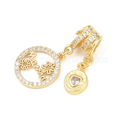 Pendenti in ottone con micro pavé di zirconi trasparenti per la festa della mamma&nbsp;KK-H268-06G-02