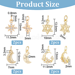 8шт 4 стиля латунные микропаве кубические циркониевые подвески&nbsp;KK-BC0011-44