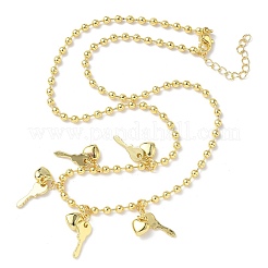 Латунные подвески-ключи и сердца NJEW-G183-08G