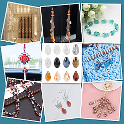 3 пакетик 3-х цветных прозрачных стеклянных бусин сегментированные разноцветные бусины&nbsp;GLAA-PH0003-36B