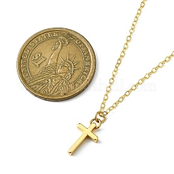 Collier à pendentifs croix en laiton pour femme&nbsp;NJEW-JN04911-01