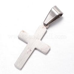 変色しにくい304ステンレススチールペンダント  ラテン十字架  ステンレス鋼色  27.5x17x1.5mm  穴：5x8mm&nbsp;STAS-G080-07P