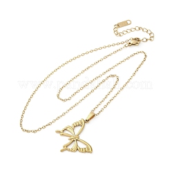 Ожерелья с подвеской в виде полой бабочки из нержавеющей стали 304 NJEW-M096-16G