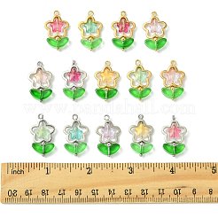 70 шт. подвески из латунного стекла в форме цветка&nbsp;PALLOY-FS00057