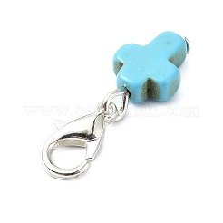 Подвеска-крест из окрашенной синтетической бирюзы&nbsp;HJEW-JM02634