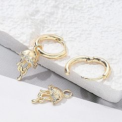 Серьги-кольца из латуни с прозрачным фианитом EJEW-Q014-04G