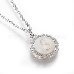 Colliers pendentif initiale en laiton&nbsp;NJEW-I230-24P-S
