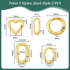 10 шт. 5 стиля латунных пружинных затворных колец&nbsp;KK-PH0013-87