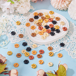 120 шт. 6-х цветные деревянные пуговицы-цветы с 2 отверстиями&nbsp;BUTT-TA0001-40A