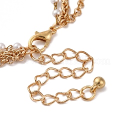 Ожерелья из сплава и пластикового жемчуга в 3 слой NJEW-U013-02G