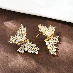 Серьги-гвоздики из латуни с микропаве из кубического циркония для женщин&nbsp;EJEW-K312-04G