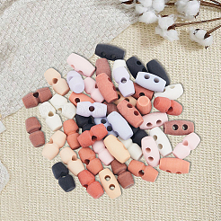 64 шт. двухцветные пластиковые пуговицы с тремя отверстиями DIY-GF0011-43