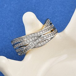 Манжеты из латуни с микро паве кубический цирконий для женщин RJEW-D326-09G