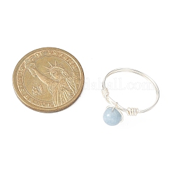 Женские кольца с круглыми плетеными бусинами из натуральных драгоценных камней&nbsp;RJEW-JR00953-02