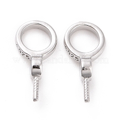 925 bélière à œillet à vis en argent sterling plaqué rhodium anti-ternissement&nbsp;STER-D035-46P