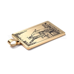 201ステンレスペンダント  ゴールドカラー  タロット模様の長方形  マジシャンi  40x24x1.5mm  穴：4x7mm&nbsp;STAS-B033-01G-01
