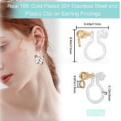 30 шт. фурнитура для сережек-клипс из нержавеющей стали 304 и пластика&nbsp;STAS-BBC0004-01