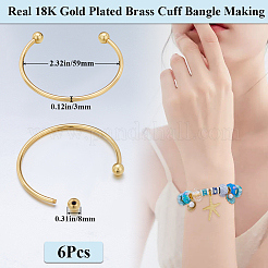 6шт стойка покрытая латунью изготовление браслета-манжеты KK-BBC0013-98