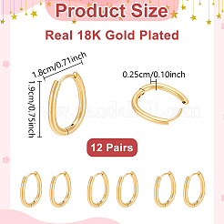 12 paire de boucles d'oreilles créoles ovales en acier inoxydable 202&nbsp;EJEW-UN0003-37