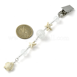 Tiradores de clip para tarjetas de crédito con forma de estrella de mar y tortuga de color turquesa sintético teñido con tema oceánico&nbsp;JEWB-BR00130-01