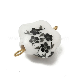 4 шт. подвески-соединители в виде цветка из фарфора ручной работы с двухцветным принтом PALLOY-JF04405-01