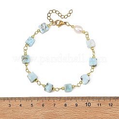 Bracelets en larimar naturel à maillons carrés pour femmes&nbsp;BJEW-JB14478