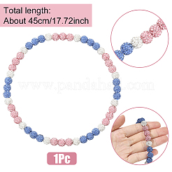 1 collier extensible en perles rondes et strass en argile polymère&nbsp;NJEW-SP0001-14I