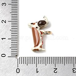 304ステンレススチールペンダントの印刷  犬チャーム  ゴールドカラー  チョコレート  11.3x20x5.5mm  穴：3.9mm&nbsp;STAS-K304-11B-G