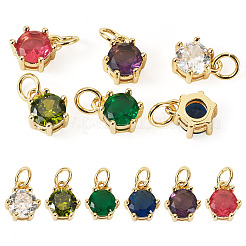 6 шт. 6-х цветные латунные подвески с кубическим цирконием KK-TA0002-15