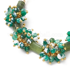 Браслеты из натуральных огненных агатов и канадского нефрита BJEW-JB12164-02