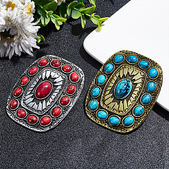 2 шт. 2-х цветные гладкие пряжки из сплава AJEW-WR0001-99