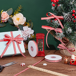 25 ярд рождественской полосатой ленты из полиэстера в корсажную ленту OCOR-WH0090-96