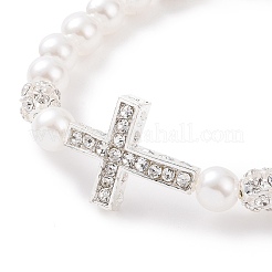 Сплав горный хрусталь религия крест браслеты&nbsp;BJEW-JB09096