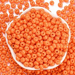 模造翡翠 3/0個 ガラスシードビーズ  光沢  焼き付け塗料  ラウンド  ダークオレンジ  5.5x3.5mm  穴：1.5mm&nbsp;SEED-Z001-A-B09